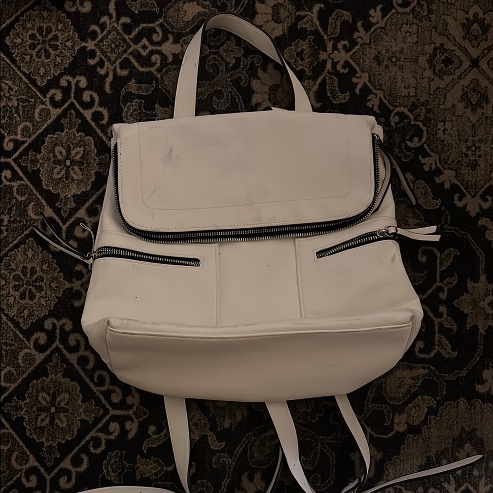 White faux leather backpack